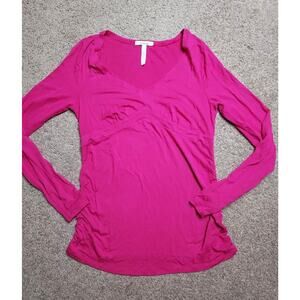Women's Size XS Old Navy Maternity Hot Pink Long Sleeve V-Neck Top Super Soft